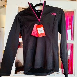 North face quarter zip black with pink accents